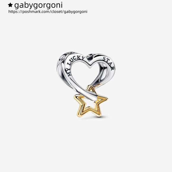 Pandora Lucky Star & Heart Charm - Picture 1 of 6